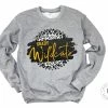Hustle & Heart NC Grady Wildcats Black And Yellow Gold Faux Glitter Leopard Circle Designs