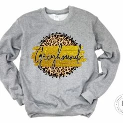 Hustle & Heart NC Faux Glitter Leopard Circle Designs Greyhounds Gold/Black With White Outline Tan Leopard