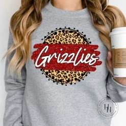 Hustle & Heart NC Faux Glitter Leopard Circle Designs Grizzles Tan Leopard Circle Graphic Tee