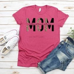 Hustle & Heart NC Half Leopard Customizable MOM Graphic Tee Customizable Name Tees