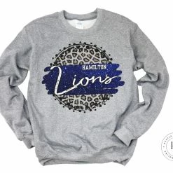 Hustle & Heart NC Faux Glitter Leopard Circle Designs Hamilton Lions