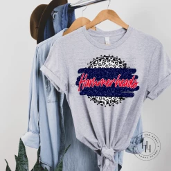 Hustle & Heart NC Hammerheads Leopard Circle Faux Glitter Leopard Circle Designs