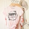 Hustle & Heart NC Happy Easter Leopard Lightning Bolt Wreath Graphic Tee