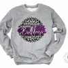 Hustle & Heart NC Harrisburg Bulldogs Purple/White Faux Glitter Leopard Circle Designs
