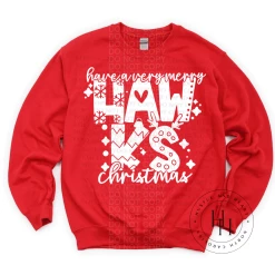 Hustle & Heart NC Have A Very Merry Christmas Hawks Screenprint Transfer