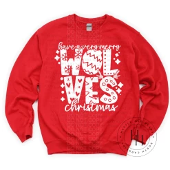 Hustle & Heart NC Have A Very Merry Christmas Wolves Screenprint Transfer