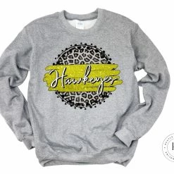 Hustle & Heart NC Faux Glitter Leopard Circle Designs Hawkeyes Gold And White