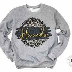 Hustle & Heart NC Hawks Black/Gold Faux Glitter Leopard Circle Designs