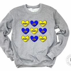 Hustle & Heart NC Valentine's Day Hawks Blue And Yellow Conversation Heart Graphic Tee