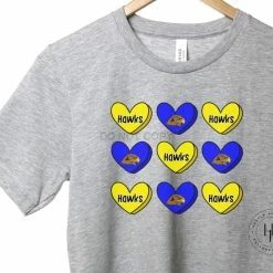 Hustle & Heart NC Valentine's Day Hawks Blue And Yellow Conversation Heart Graphic Tee