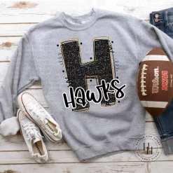 Hustle & Heart NC Hawks Glitter Varsity Doodle School Doodle Designs