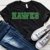 Hustle And Heart NC Hawks Green/Silver Faux Chenille Letters Graphic Tee Faux Chenille And Glitter Letter Patch Tees