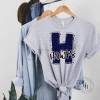 Hustle & Heart NC Hawks Navy Glitter Varsity Doodle