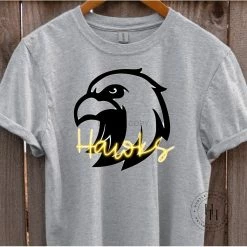 Hustle & Heart NC Hawks Yellow Gold Neon Mascot