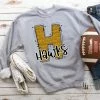 Hustle & Heart NC Hawks Yellow/Blue Glitter Varsity Doodle