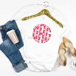 Hustle & Heart NC Monogram Tees Hearts Valentine's Monogram