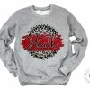 Hustle & Heart NC Faux Glitter Leopard Circle Designs Heath Red/Black With White Outline