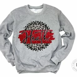 Hustle & Heart NC Faux Glitter Leopard Circle Designs Heath Red/Black With White Outline