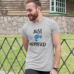 Hustle And Heart NC Just Married Male/Male Graphic Tee LGBTQIA+ Pride/Equality