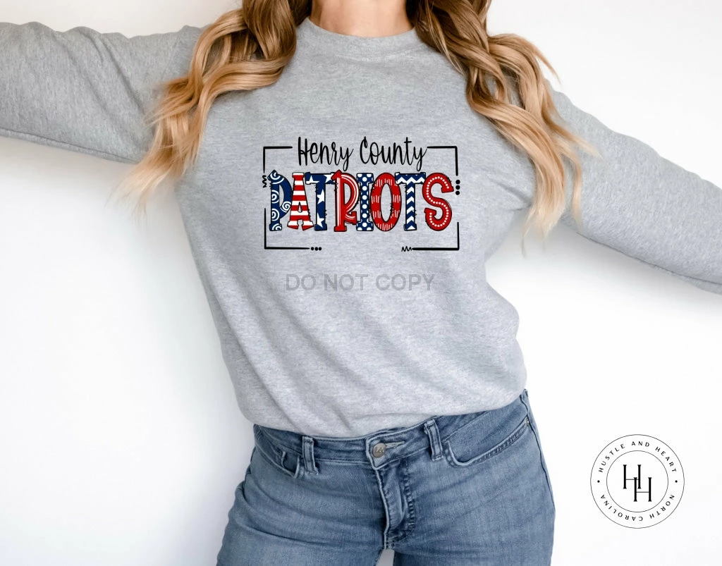 Hustle & Heart NC School Doodle Designs Henry County Patriots Doodle Graphic Tee
