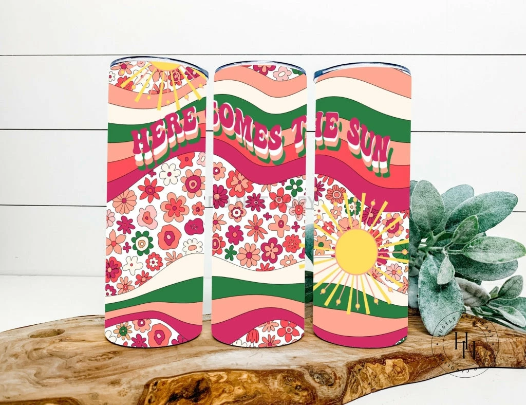 Hustle & Heart NC Here Comes The Sun Completed 20oz Skinny Tumbler