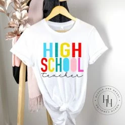 Hustle & Heart NC High School Teacher Colorful Block Screenprint Transfer