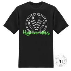 Hustle & Heart NC Neon Mascots Highlanders Green Neon Mascot