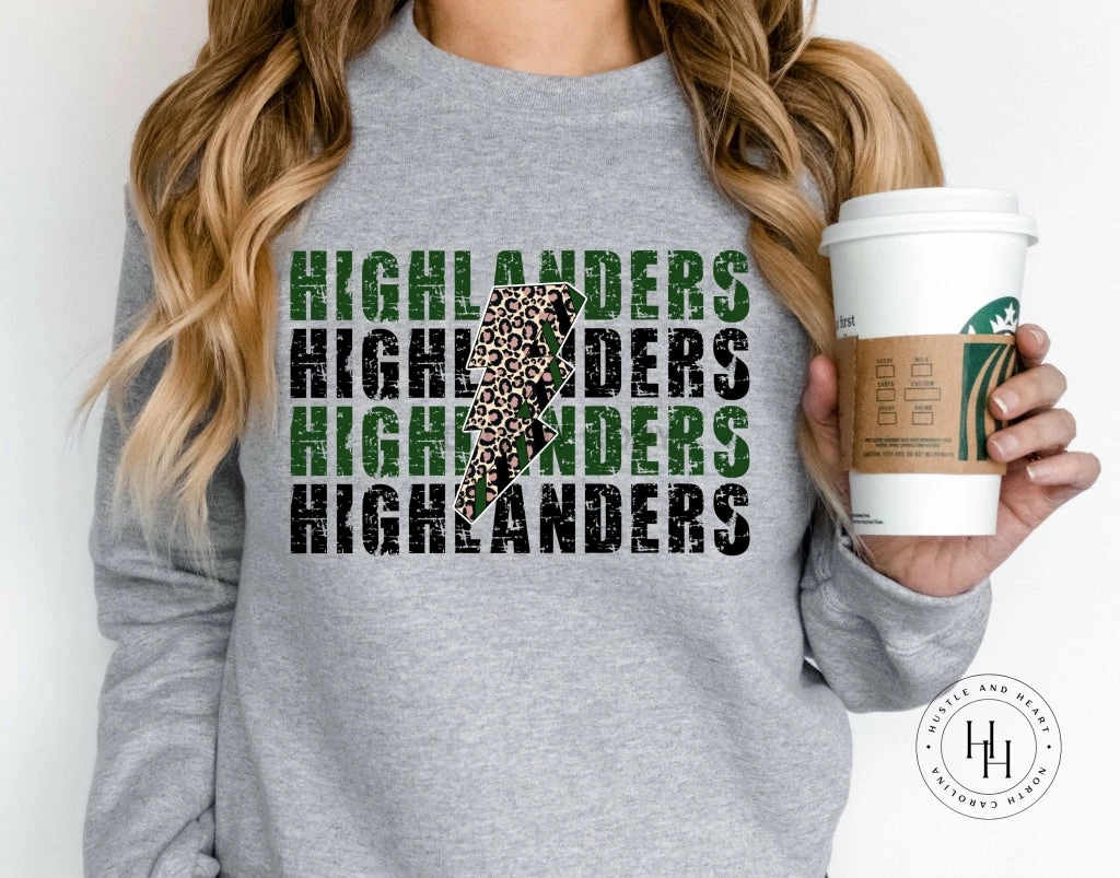 Hustle And Heart NC Highlanders Lightning Bolt Graphic Tee Lightning Bolt Designs