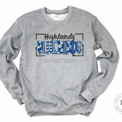 Hustle & Heart NC Highlands Bluebirds Blue/White Doodle Graphic Tee