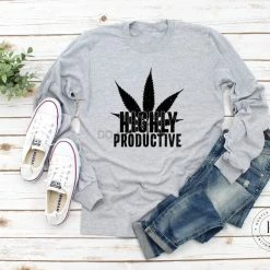 Hustle & Heart NC Highly Productive Marijuana Leaf Graphic Tee 420 & Cannabis