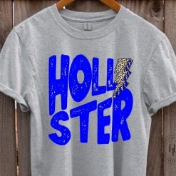 Hustle And Heart NC Lightning Bolt Designs Hollister Royal Blue Lightning Bolt Graphic Tee