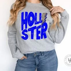 Hustle And Heart NC Lightning Bolt Designs Hollister Royal Blue Lightning Bolt Graphic Tee