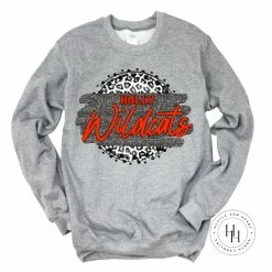 Hustle & Heart NC Holly Wildcats Grey Leopard Graphic Tee