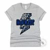 Hustle And Heart NC Faux Chenille And Glitter Letter Patch Tees Hornets Blue/Black Bolt Graphic Tee