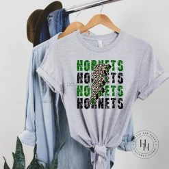 Hustle And Heart NC Hornets Green Lightning Bolt Graphic Tee