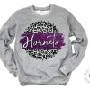 Hustle & Heart NC Hornets Purple Faux Glitter Leopard Circle Designs