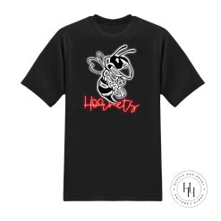 Hustle & Heart NC Hornets Red Neon Mascot