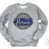 Hustle & Heart NC Hornets Royal Blue And White Faux Glitter Leopard Circle Designs