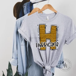 Hustle & Heart NC Hurricane Gold Glitter Varsity Doodle