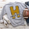 Hustle & Heart NC School Doodle Designs Hurricanes Glitter Varsity Doodle