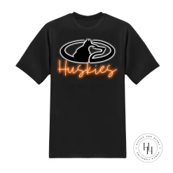 Hustle & Heart NC Huskies Orange Neon Mascot