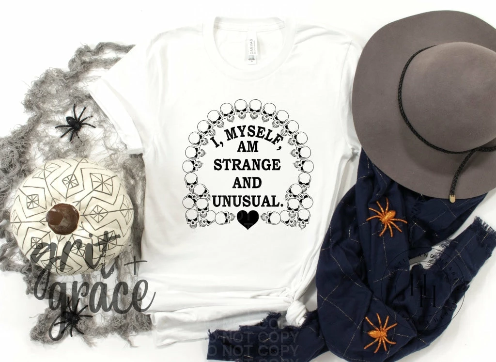Hustle & Heart NC I Myself Am Strange And Unusual Skull- SUBLIMATION TRANSFER Transfers