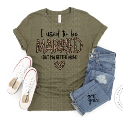 Hustle & Heart NC I Used To Be Married Leopard Screenprint Transfer Transfers