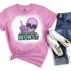 Hustle & Heart NC I Wish You The Worst Middle Finger Skeleton - SUBLIMATION TRANSFER