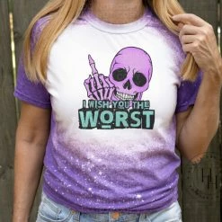 Hustle & Heart NC I Wish You The Worst Middle Finger Skeleton - SUBLIMATION TRANSFER