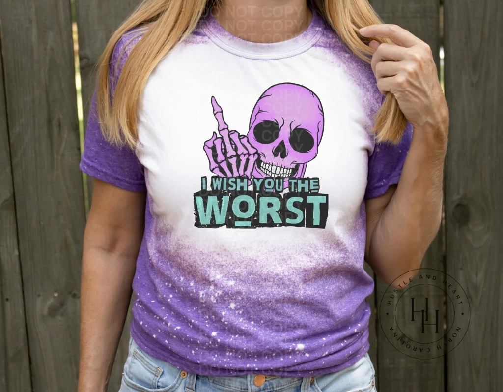 Hustle & Heart NC I Wish You The Worst Middle Finger Skeleton - SUBLIMATION TRANSFER