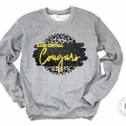 Hustle & Heart NC Illini Central Cougars With Grey Leopard Faux Glitter Leopard Circle Designs