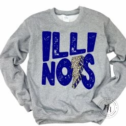 Hustle And Heart NC Lightning Bolt Designs ILLINOIS Royal Blue Lightning Bolt Graphic Tee