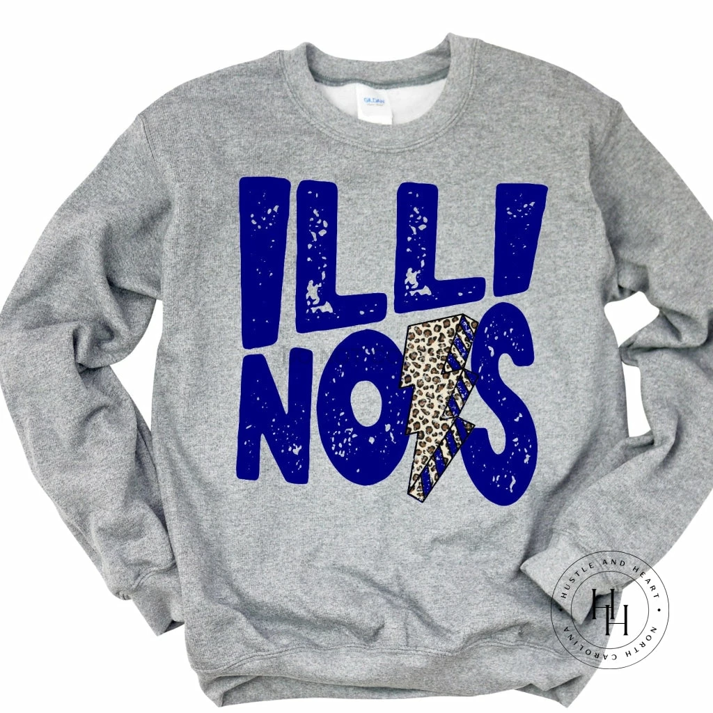 Hustle And Heart NC Lightning Bolt Designs ILLINOIS Royal Blue Lightning Bolt Graphic Tee