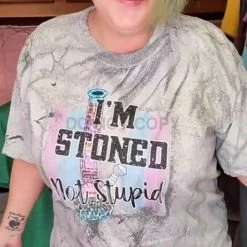 Hustle & Heart NC Faux Glitter Leopard Circle Designs I'm Stoned Not Stupid Comfort Colors Acid Wash Unisex Tee